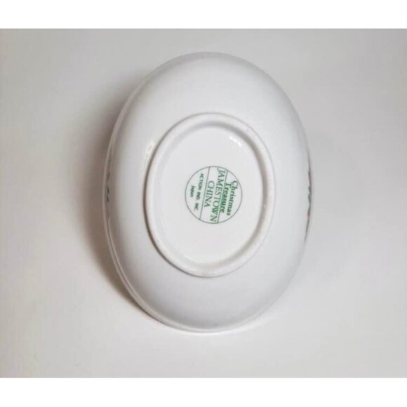 Christmas Basket Jamestown China Treasure Porcelain Handled Gold Trim - Picture 7 of 8